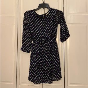 Navy blue patterned bow dress